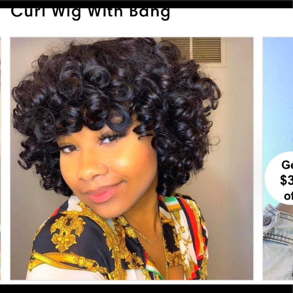 Natural Super Double Drawn Rosy Curl Wig with Bang